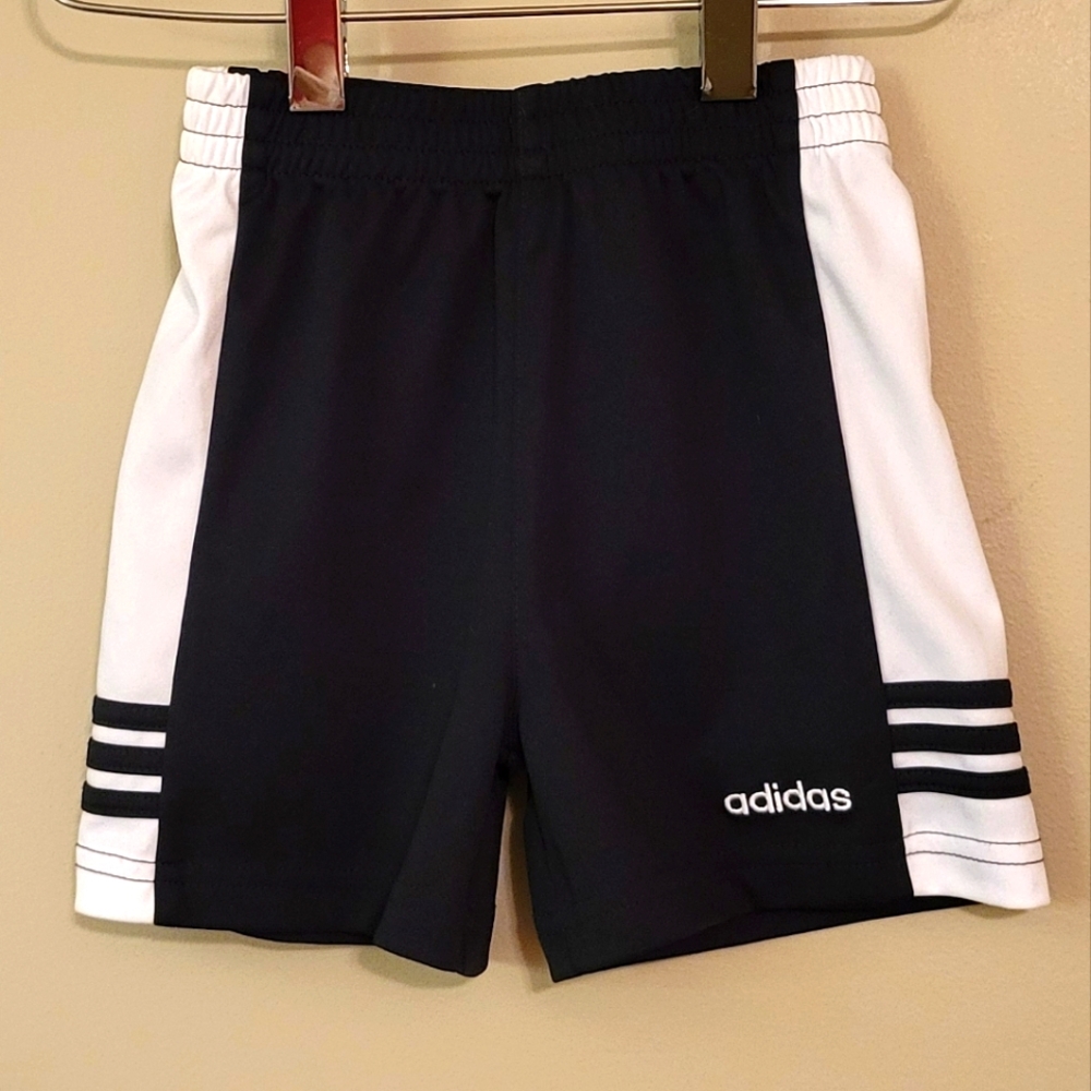 Adidas black and white athletic shorts